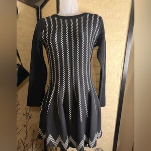 Elegant Black and White Knit Dress
